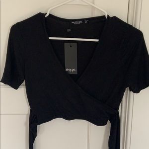 Nasty Gal cropped tie t shirt